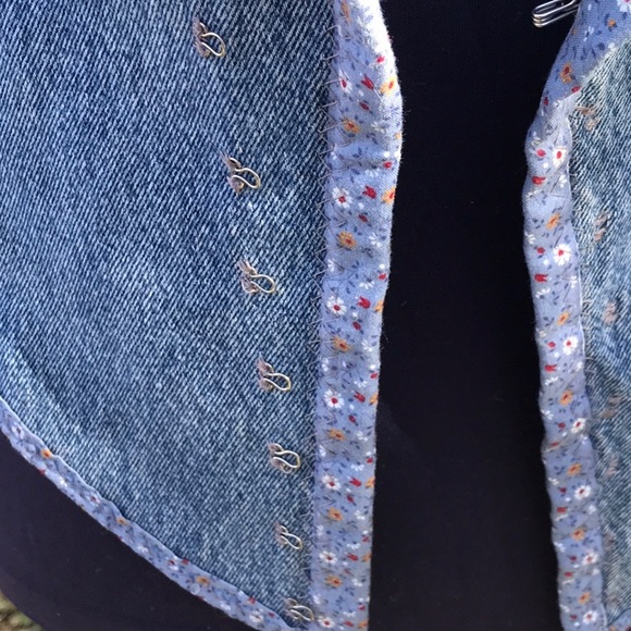 Boutique item, handmadeVictorian style jean jacket w/ flash tattoo art.